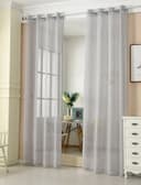 Woltu Gardine 2er Set Halbtransparent Leinenoptik mit Ösen Grau Bild 2