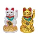 Japanische Glückskatze aus Kunststoff in Gold und Weiß Bild 2