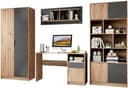 BEGABINO Jugendzimmer-Set Karla Grau Eiche Kleiderschrank Schreibtisch Bild 2