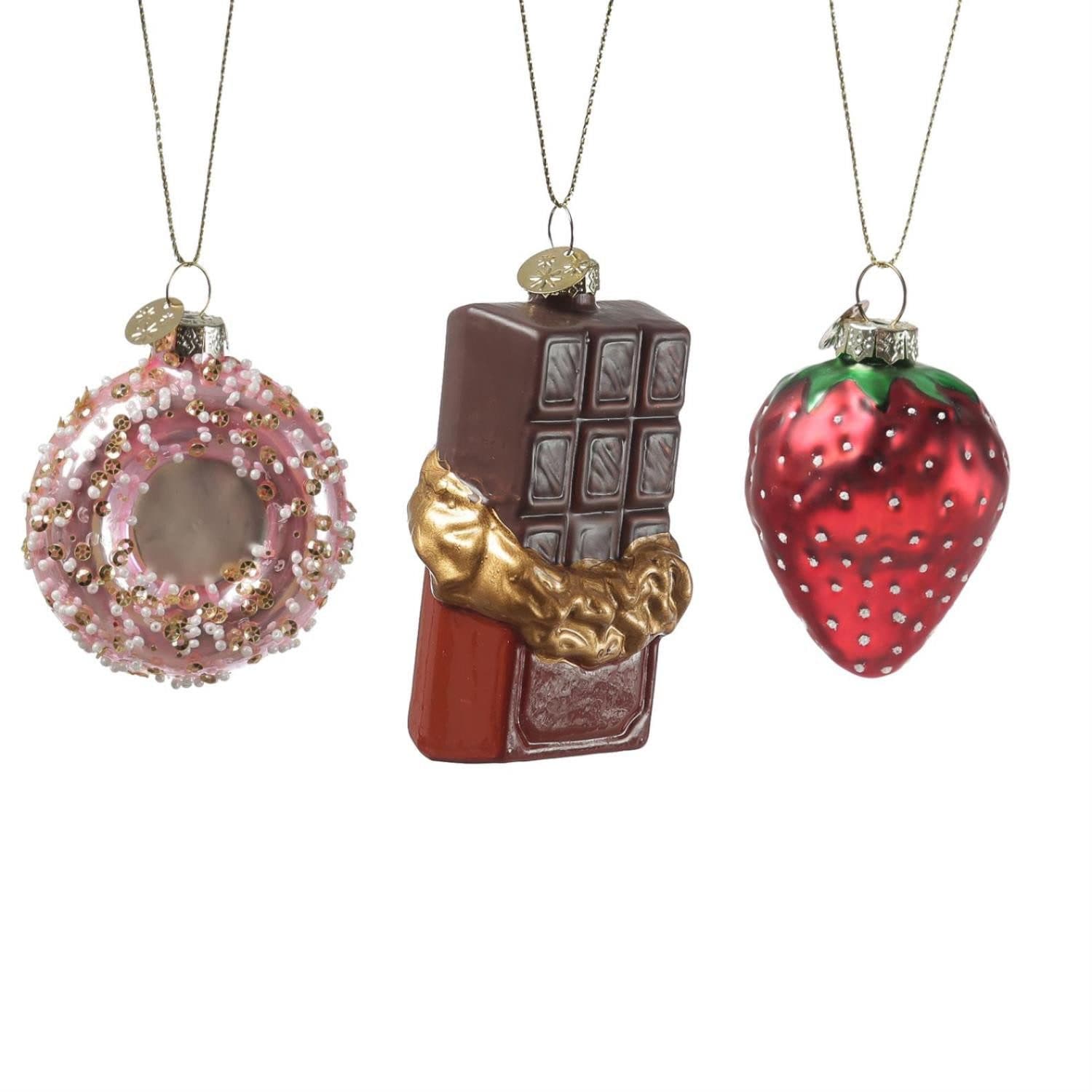 MARELIDA Christbaumschmuck Donut Erdbeere Schokolade Glas Weihnachtsdeko - Bild 2