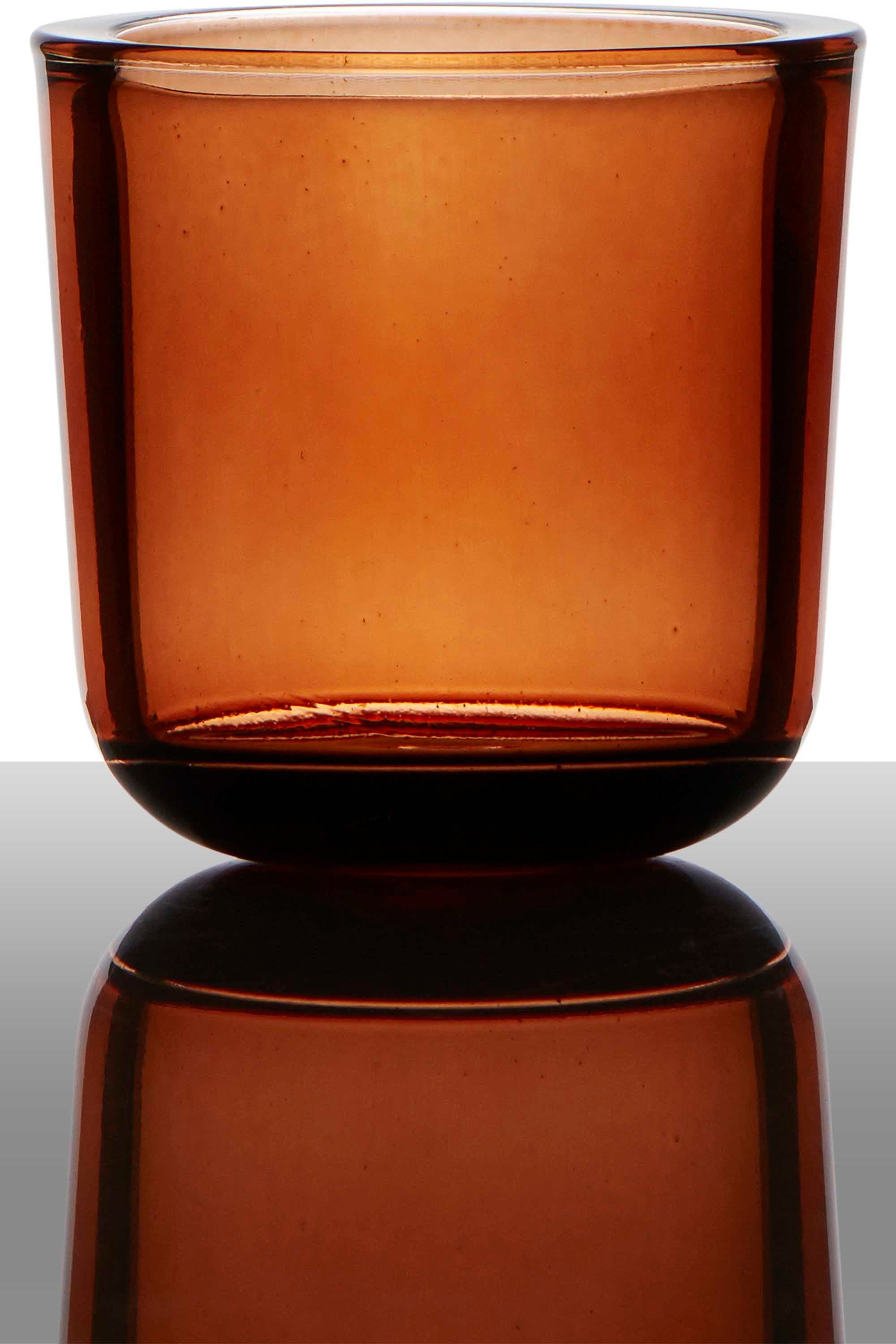 INNA-Glas Kerzenhalter Teelichtglas Nick Orange Transparent Ø 7,5cm