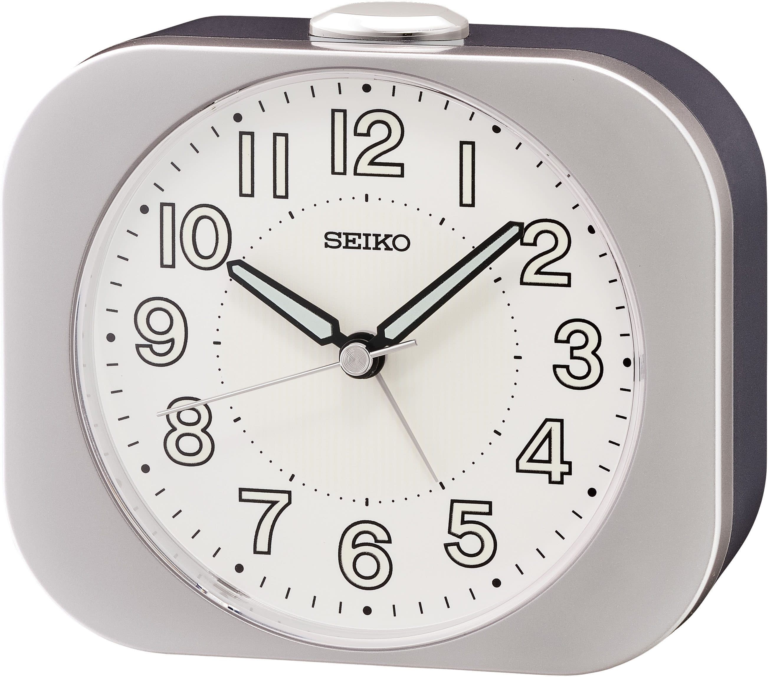 SEIKO Quarzwecker Silber Leuchtzeiger Schlummerfunktion
