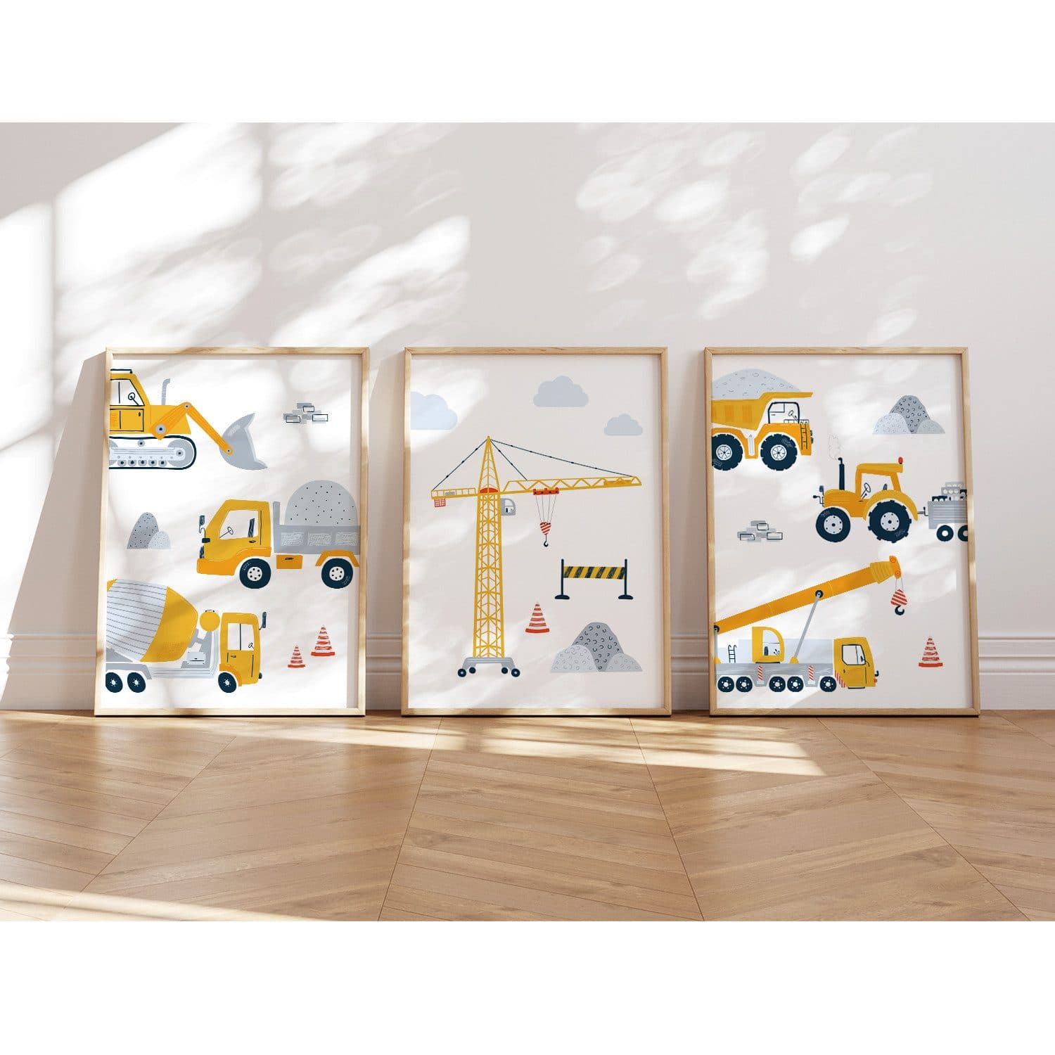 MeinBaby123® Poster Bagger Kinderzimmer Deko Baufahrzeuge Gelb - Bild 2