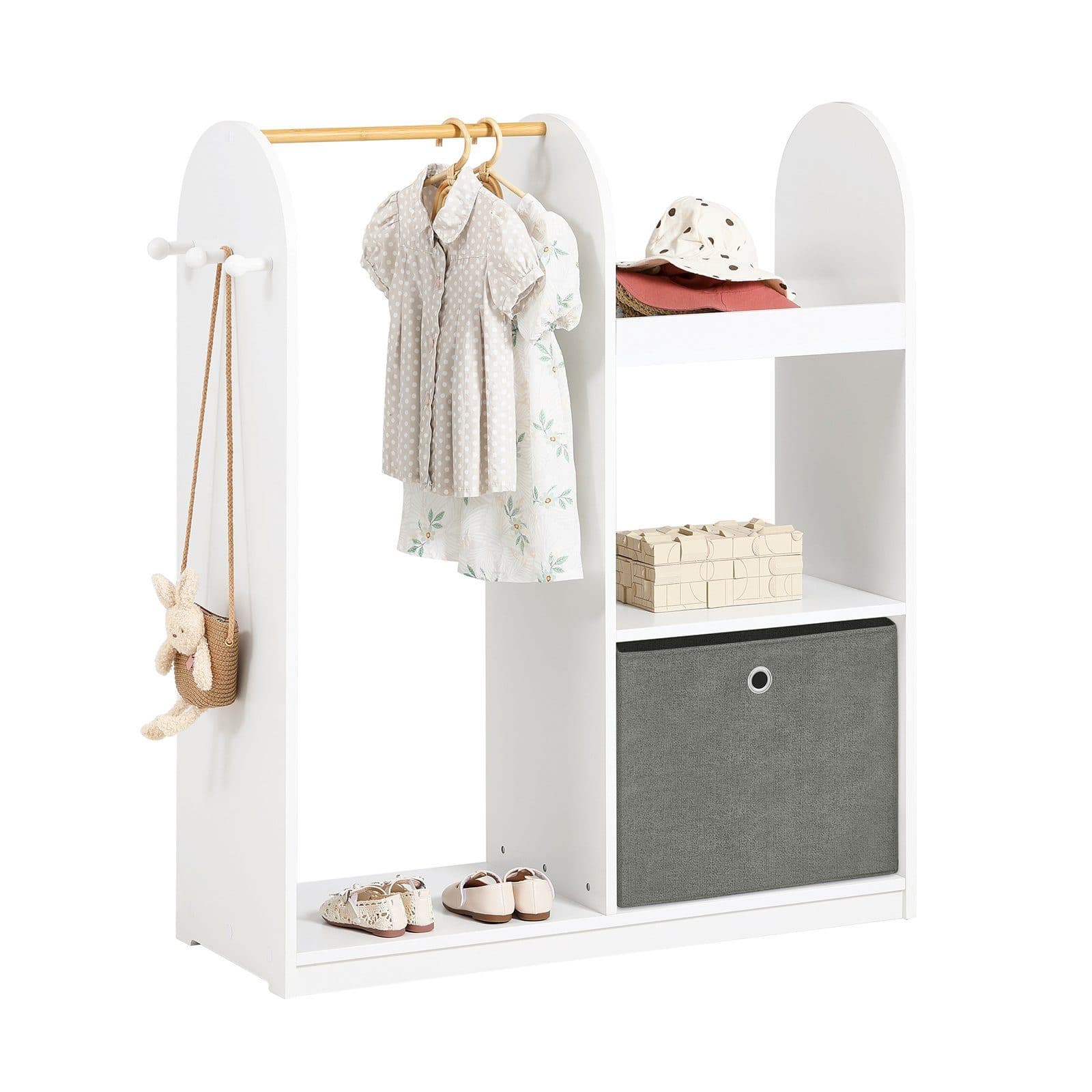 SoBuy Kleiderständer KMB40 Kinderkleiderschrank Weiß/Grau mit 3 Haken - Bild 2