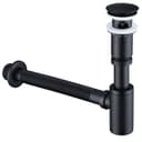 HOMELODY Ablaufgarnitur Siphon Pop-Up Ablaufgarnitur mit Überlauf Universal Röhrensiphon Set Waschtisch Bad Geruchsverschluss Stöpsel Abfluss Garnitur Schwarz Bild 2
