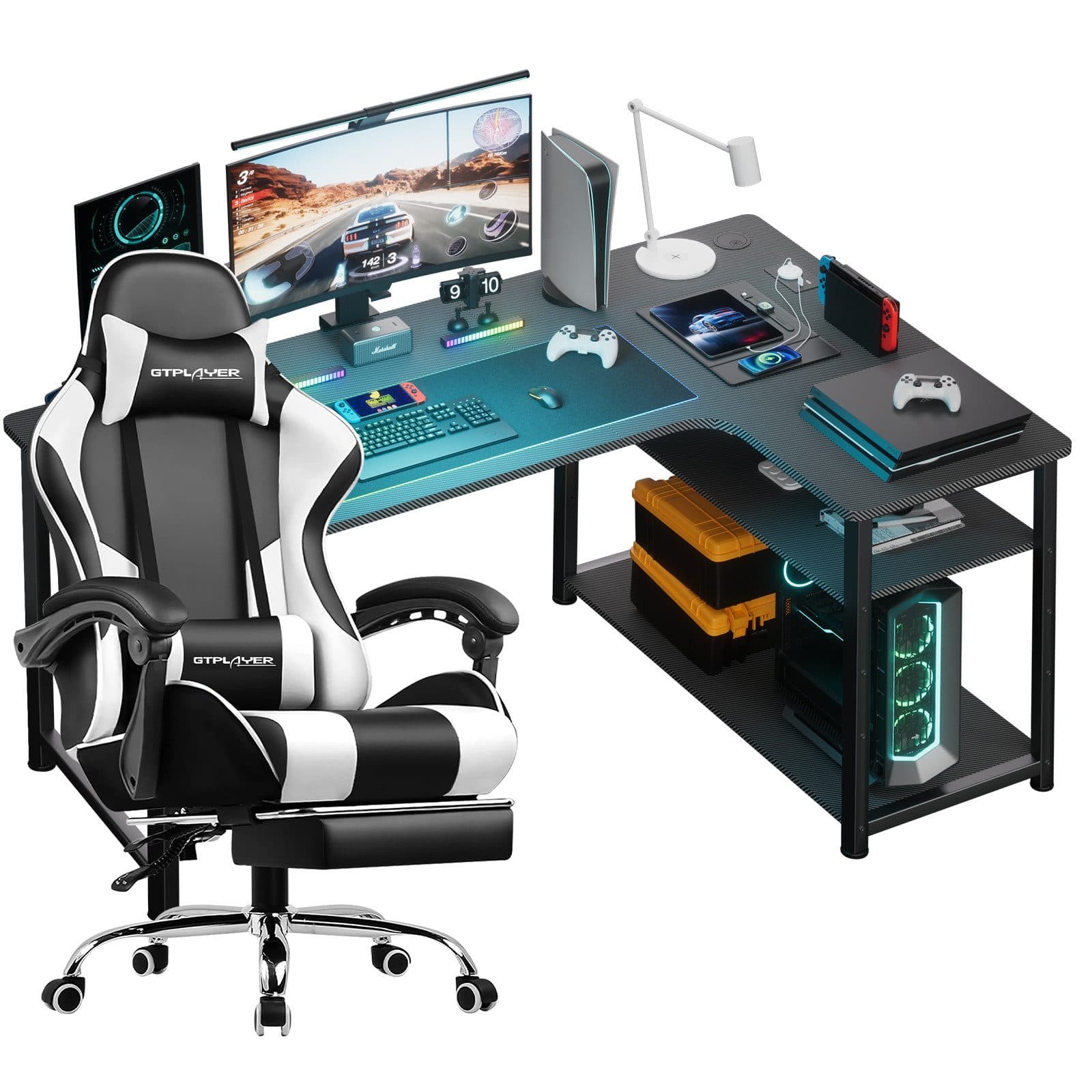 GTPLAYER Gamingtisch Set mit Stuhl - Multifunktional & Ergonomisch