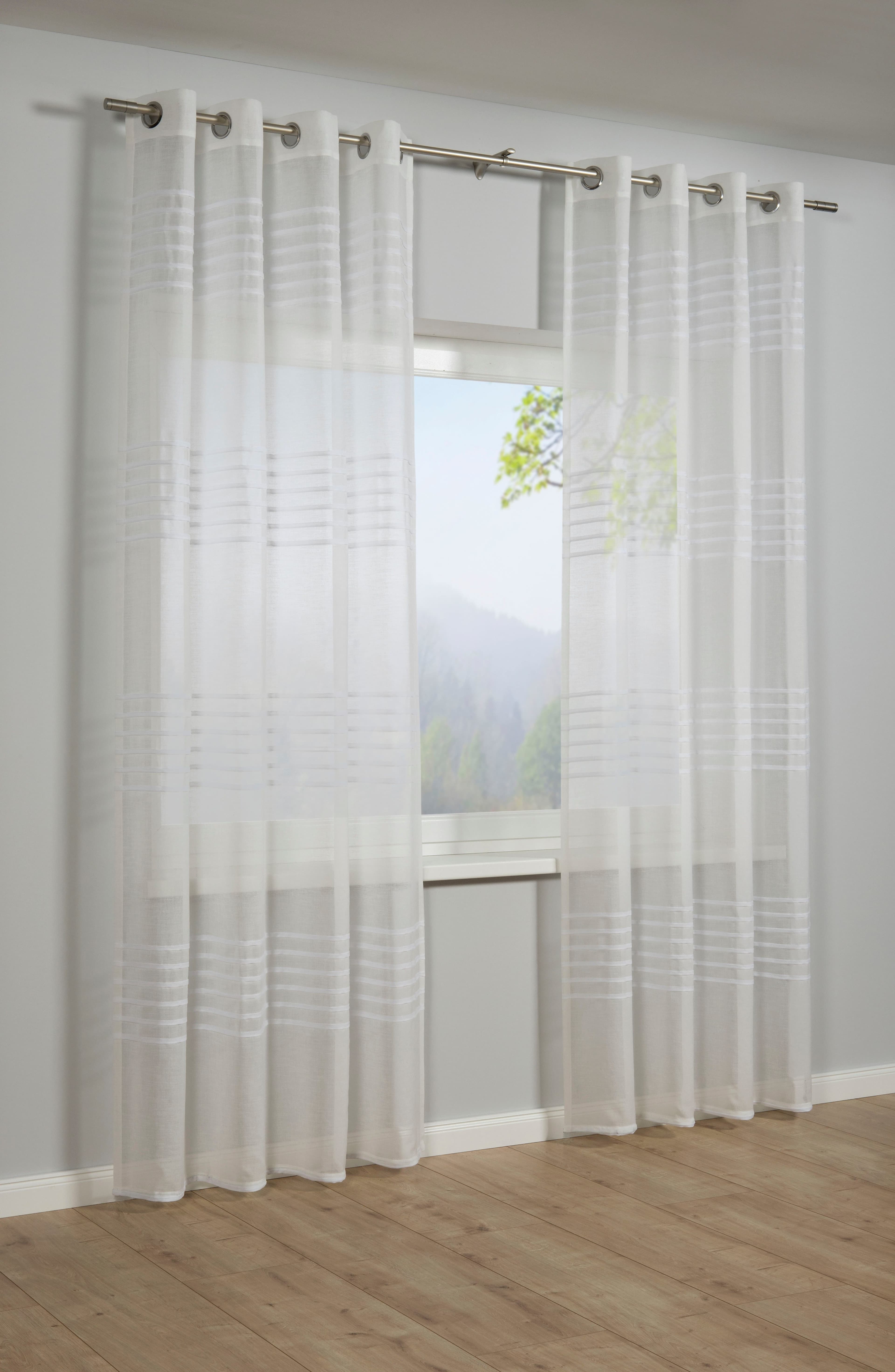SEHLBACH Gardine Weiß 3-D Streifen mit Ösen - Bild 2