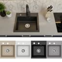 Faizee Möbel Granitspüle Einbauspüle mit Armatur und Siphon Bild 2