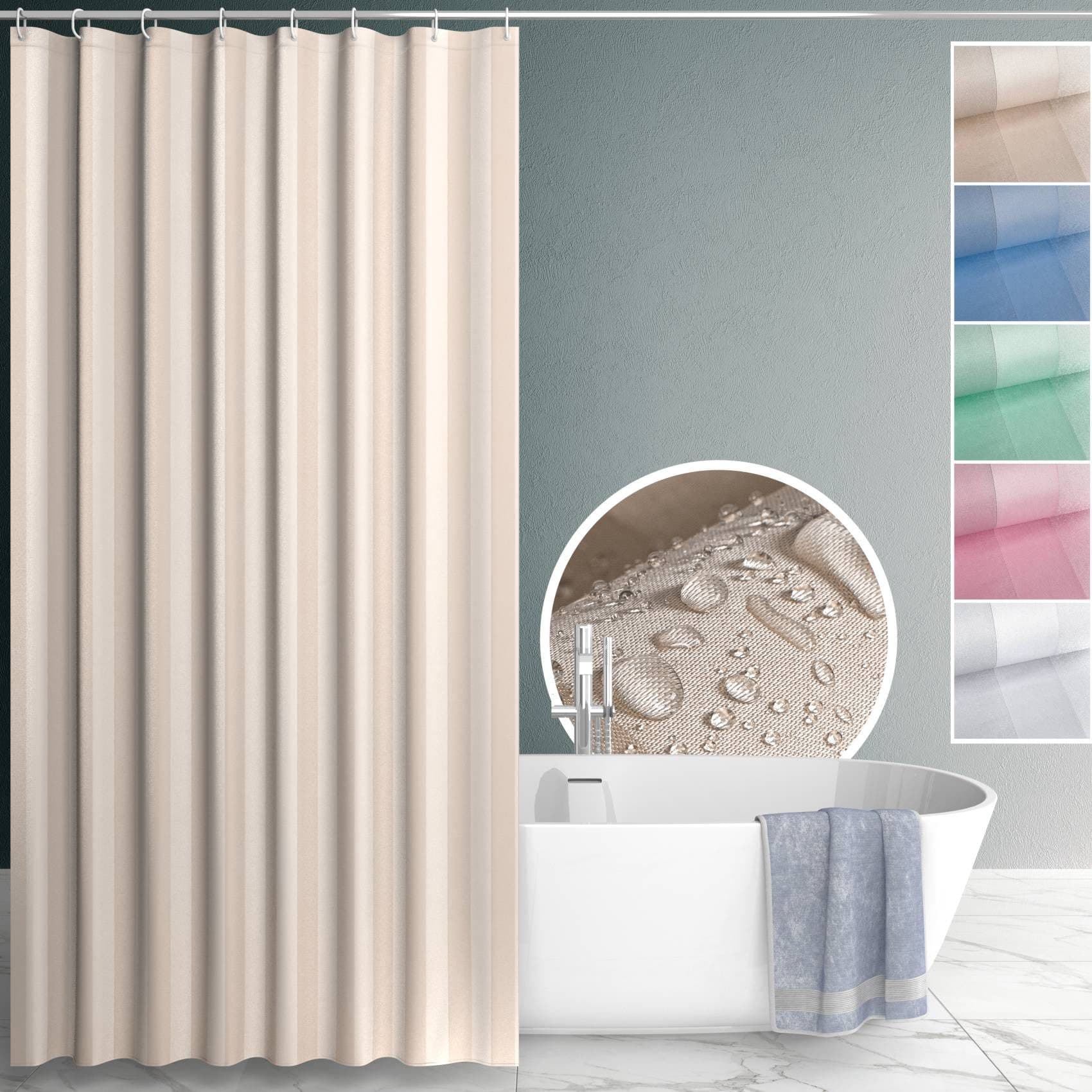 ANRO Duschvorhang Polyester Beige Wasserabweisend mit Haken - Bild 2