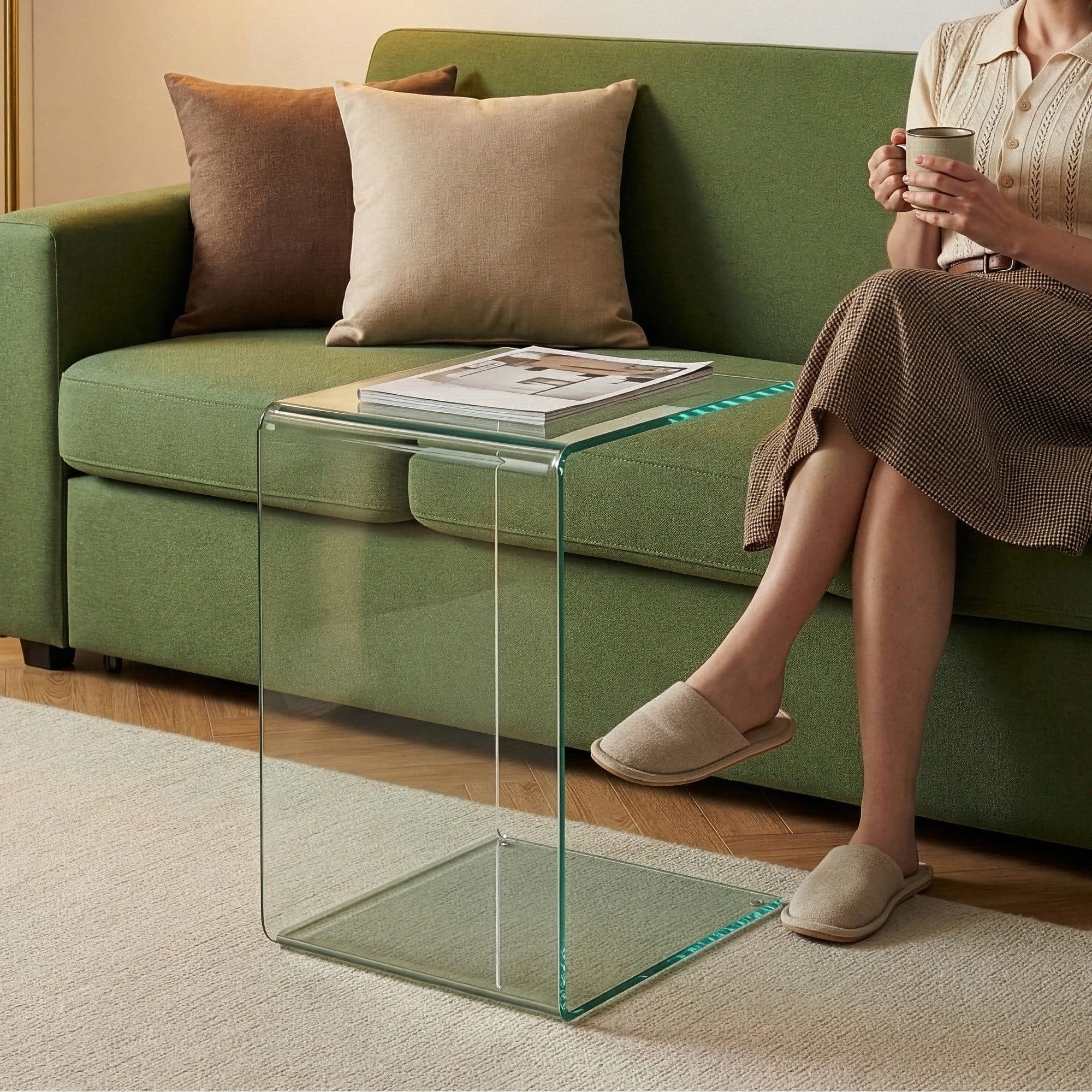 en.casa Beistelltisch C-Form Glas Transparent - Bild 2