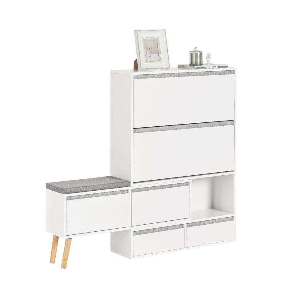 SoBuy Schuhschrank FSR134 Weiß mit Sitzbank und Schubladen - Bild 2