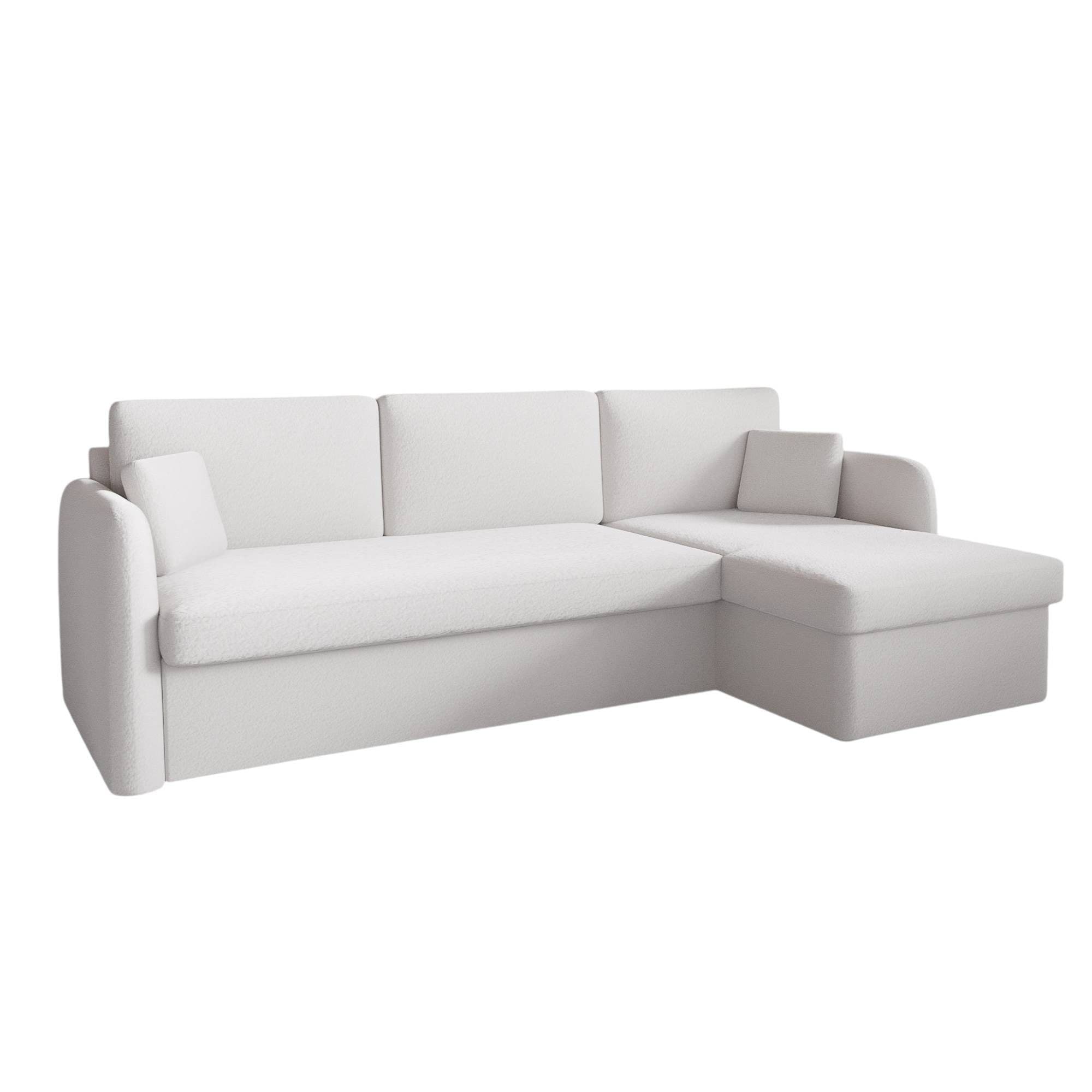 M-Punkt Ecksofa NICE Abriamo Boucle Ecru Hell mit Bettfunktion und Bettkasten - Bild 2