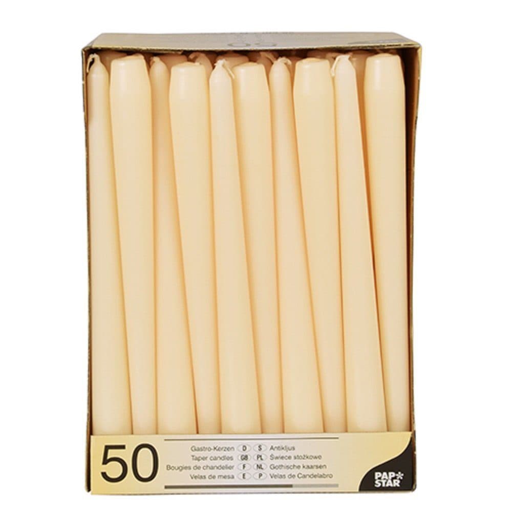 PAPSTAR Leuchterkerzen 50er Pack Creme RAL-Güte