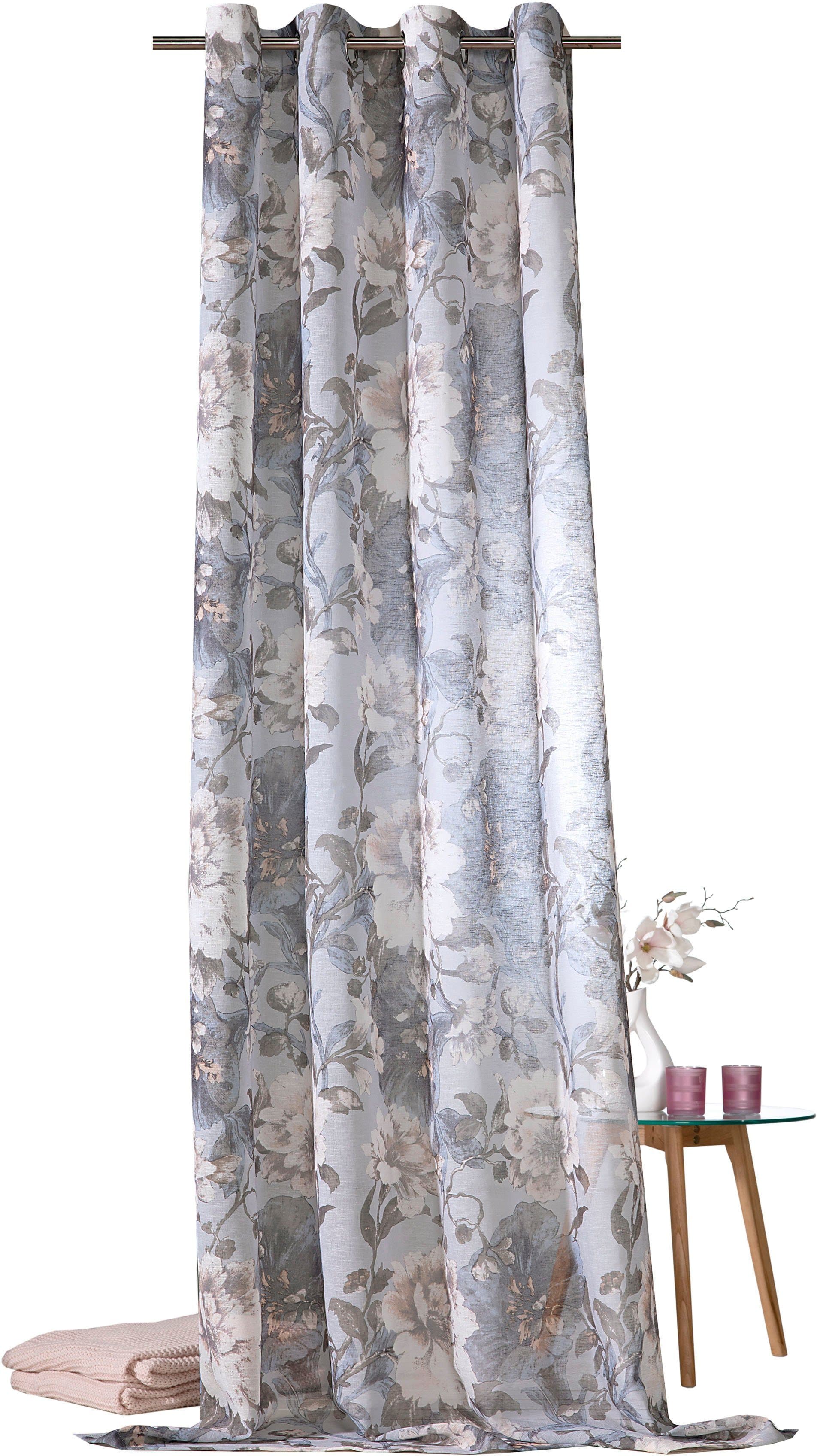 Vorhang WECKBRODT Charlotte Blau-Beige Floral Polyester - Bild 2