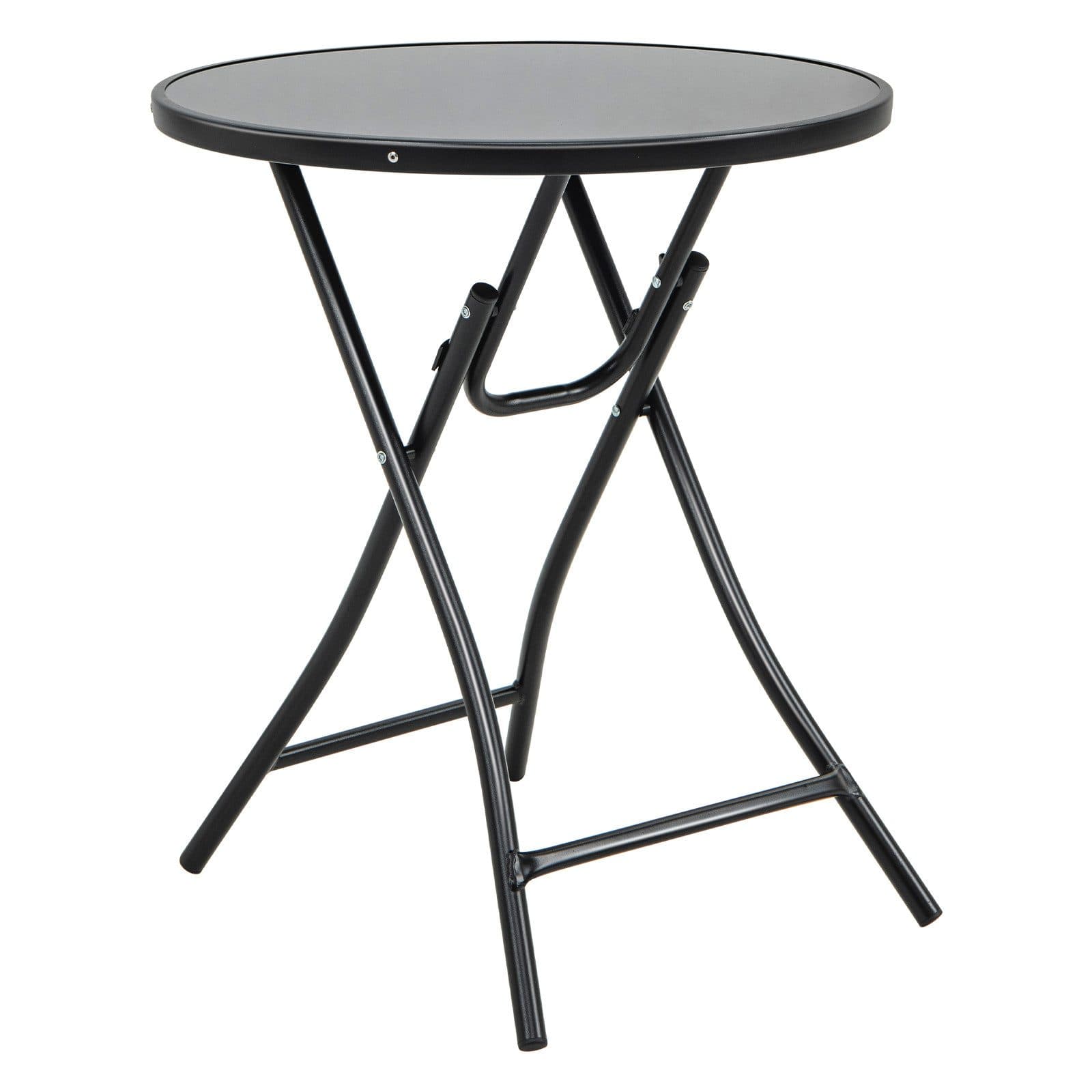 KOMFOTTEU Gartentisch Ø59cm Schwarz Metall & Glas - Bild 2