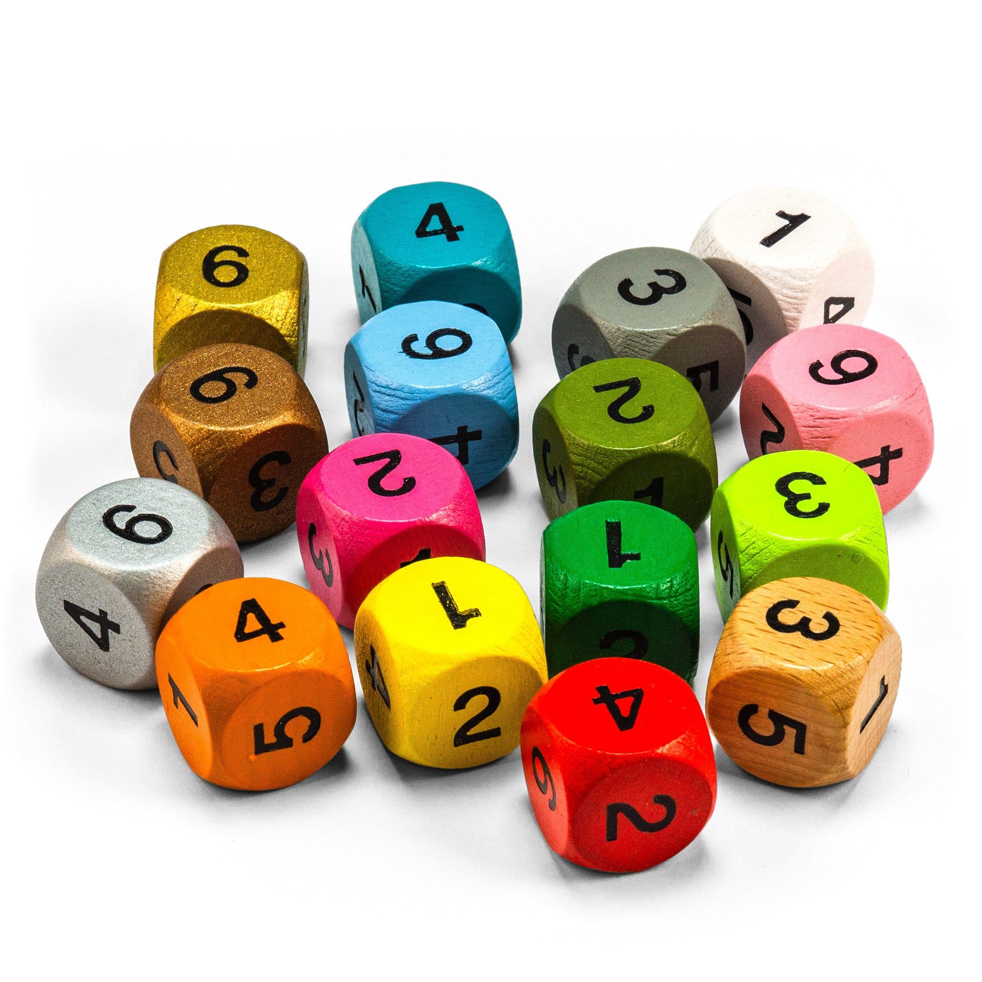 Waldfelsen Holz-Würfel 16mm Gelb Zahlen 1-6 Spielmaterial