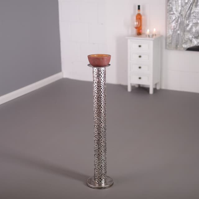 Design Delights Kerzenständer "Eternal" Metall Antik-Silber Säule