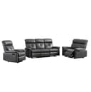 Happy Home Loungesofa 3-tlg. Polstergarnitur mit Relaxfunktion Grau Lederoptik Bild 2