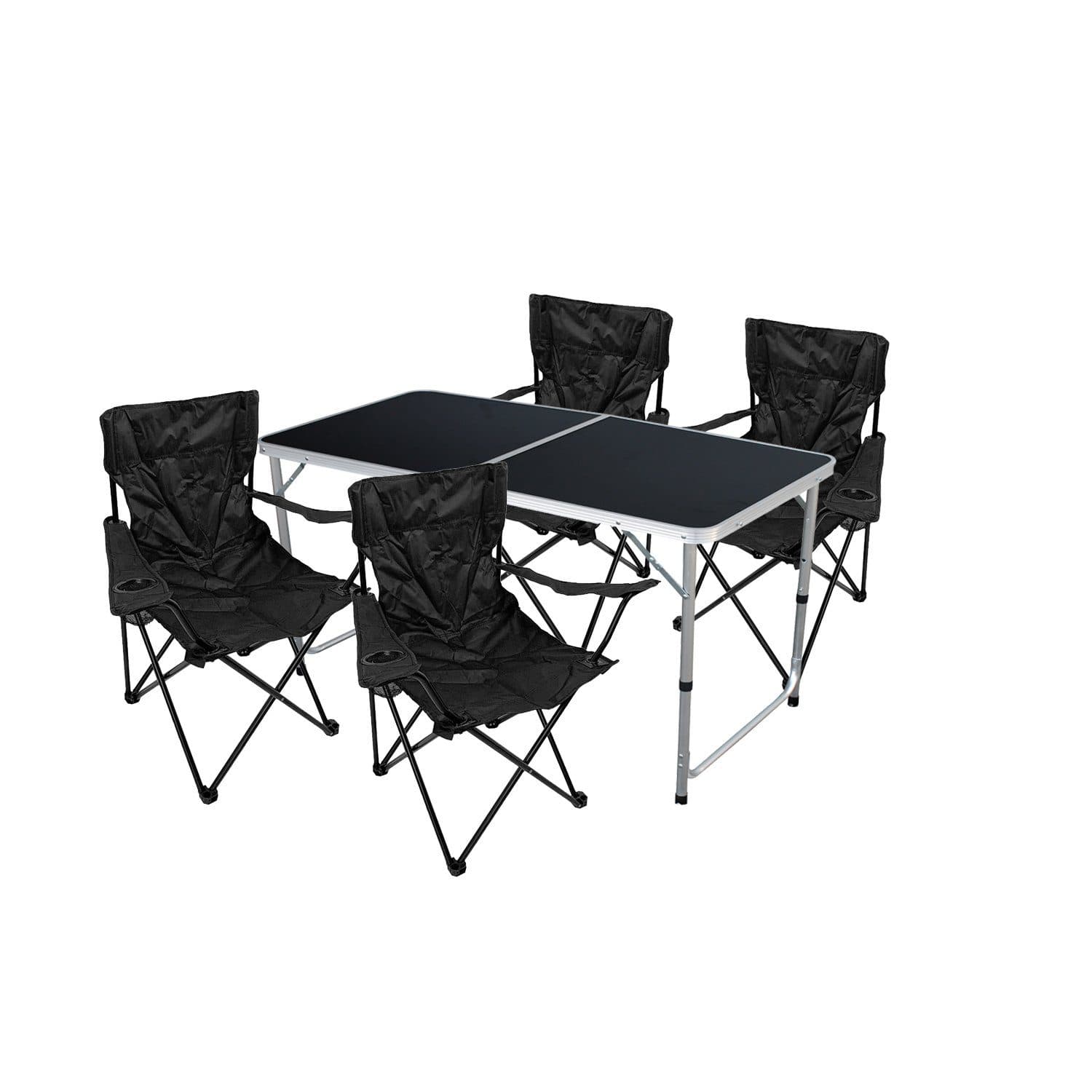 Mojawo 5-teiliges Campingmöbel-Set mit Tisch, 4 Stühlen & Tasche Schwarz - Bild 2