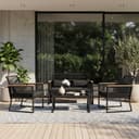 JOIVI Gartenlounge-Set 4 tlg - Rattan Sitzgruppe Schwarz Bild 2