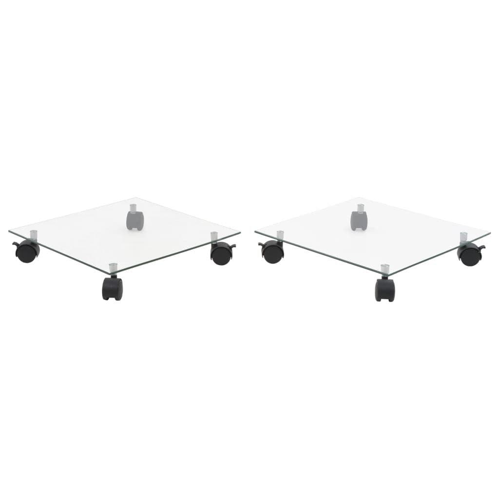 vidaXL Blumenständer mit Rollen 2 Stück Hartglas 35x35 cm - Bild 2