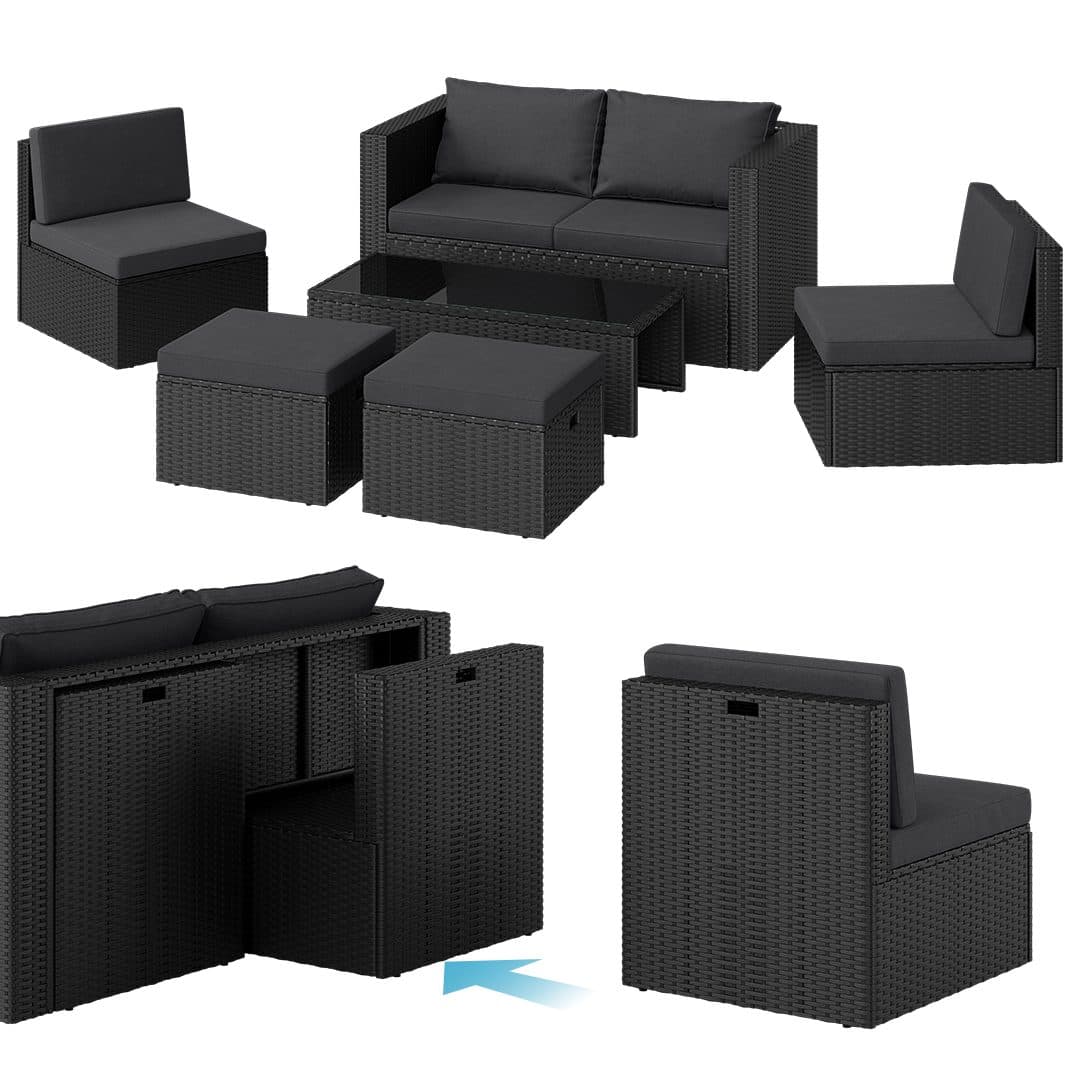 STEELSØN Gartenlounge-Set Noctura Schwarz Anthrazit Polyrattan - Bild 2