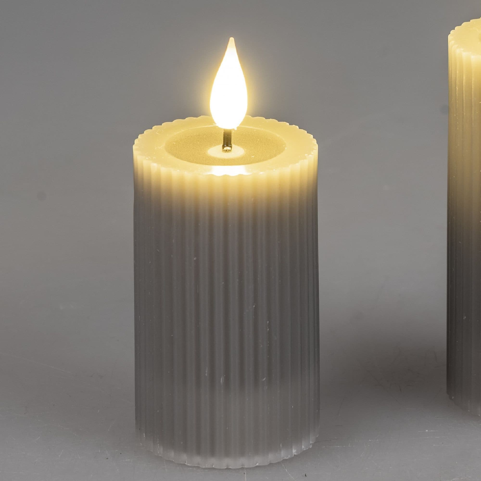 formano LED-Kerze Streifen Grau Mit Timerfunktion - Bild 2