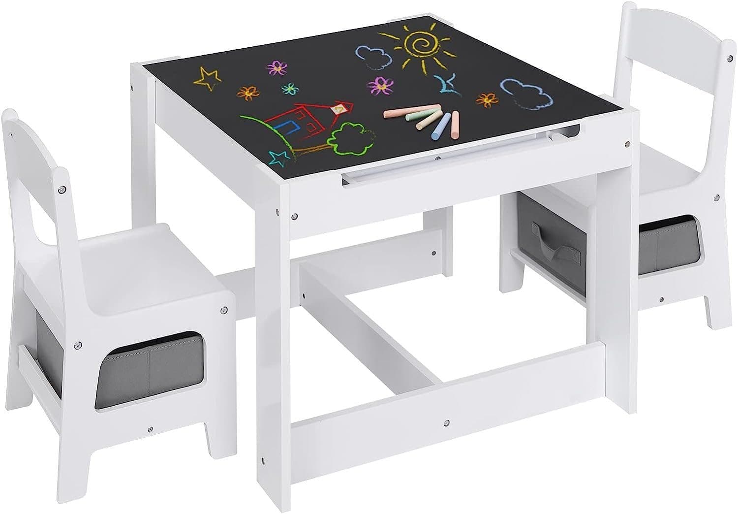 EUGAD Kindersitzgruppe 3-tlg. Weiß mit Tafel und Stauraum - Bild 2
