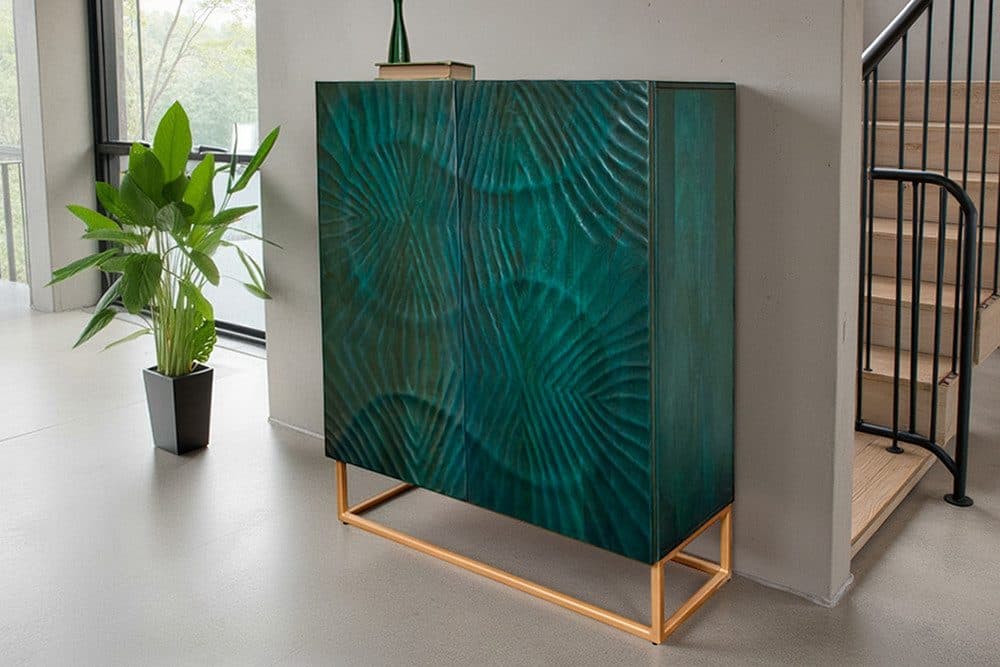 riess-ambiente Highboard SCORPION 120cm Türkis/Gold 3D-Schnitzereien - Bild 2