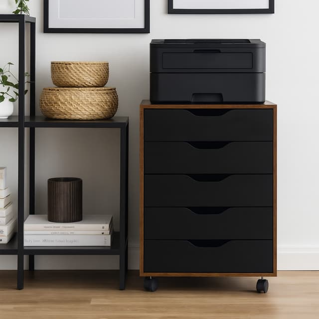 RELAXDAYS Rollcontainer mit Schublade Industrial-Schwarz