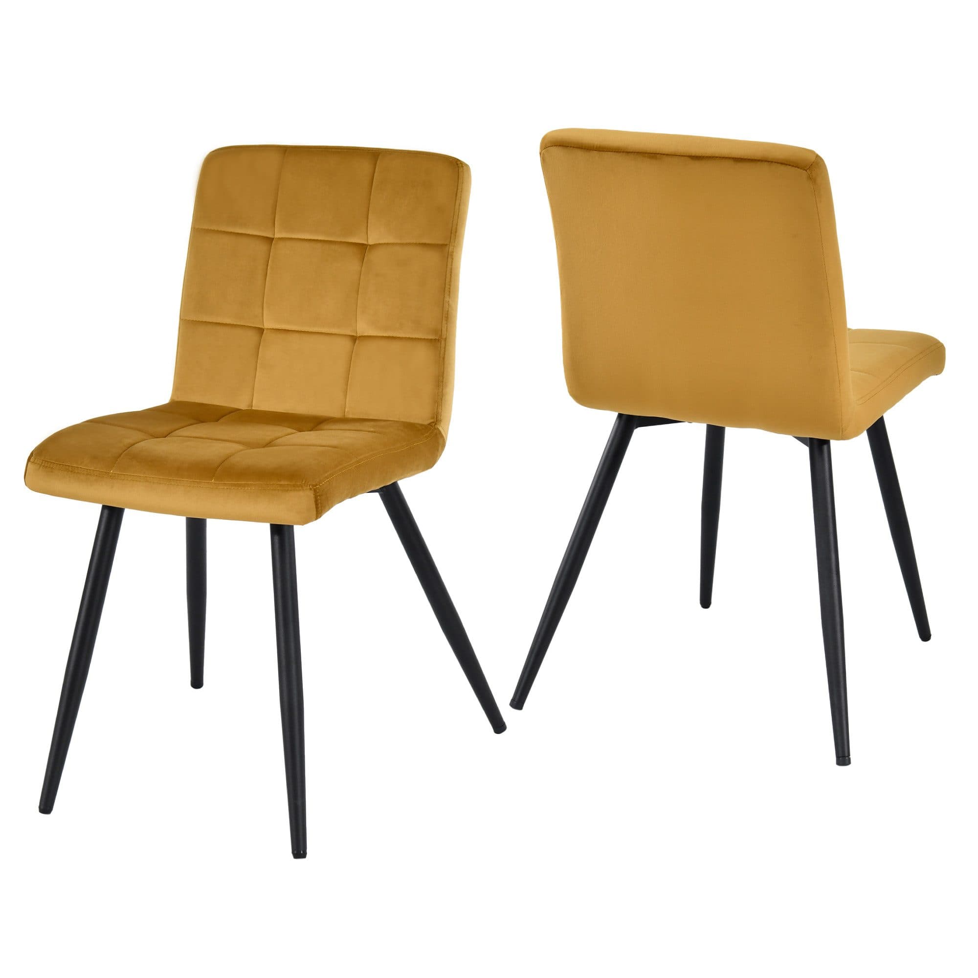 Duhome Esszimmerstuhl 2er Set Gelb Metallbeine Modern - Bild 2