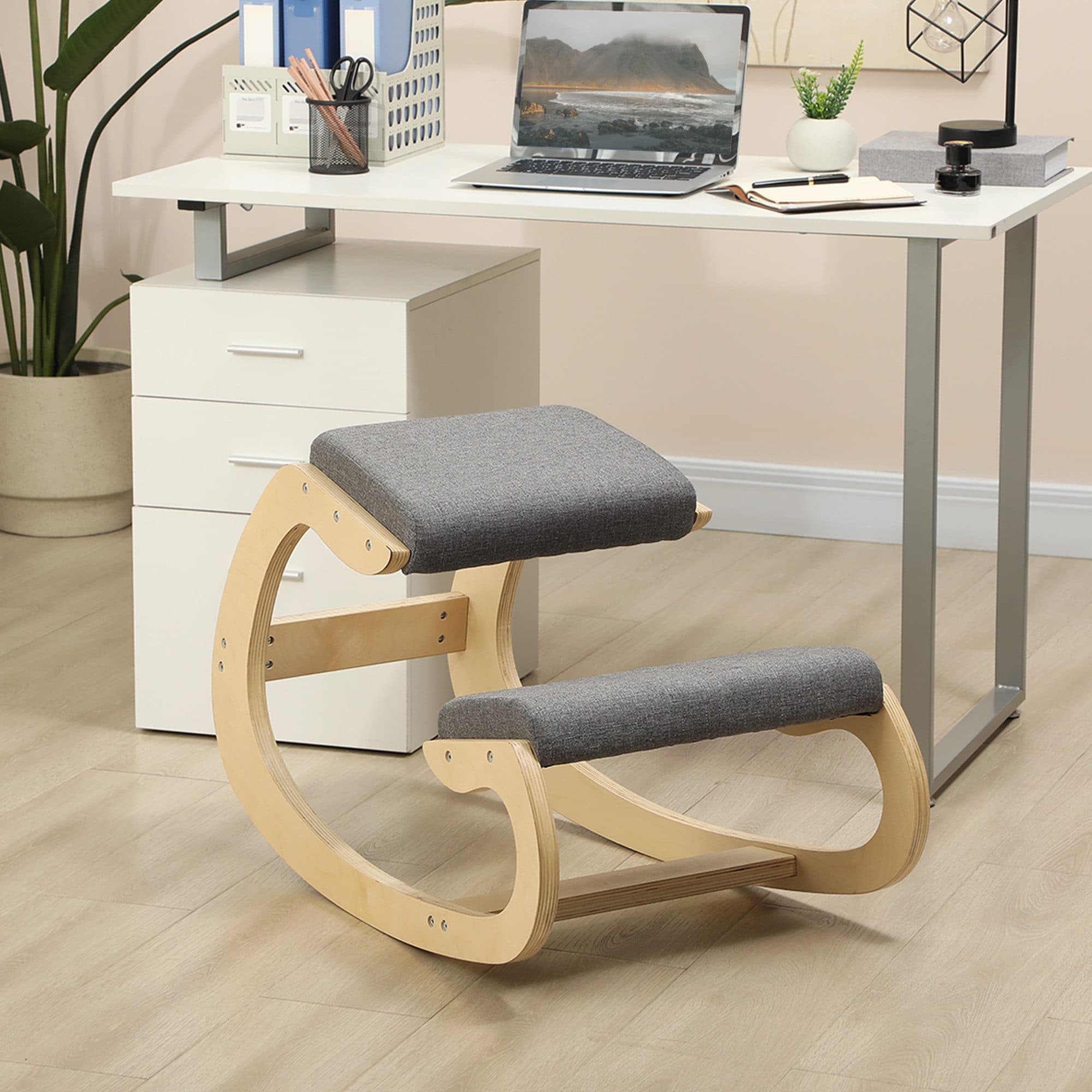 HOMCOM Ergonomischer Kniestuhl Grau Schaukelnd für Homeoffice - Bild 2