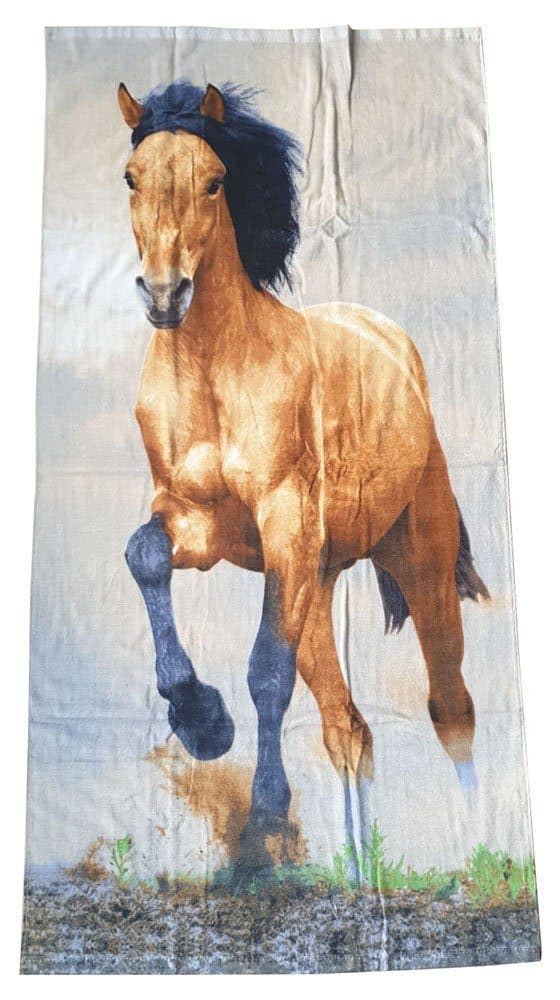 Jerry Fabrics Strandtuch Badetuch mit Pferdemotiv 100% Baumwolle Frottee