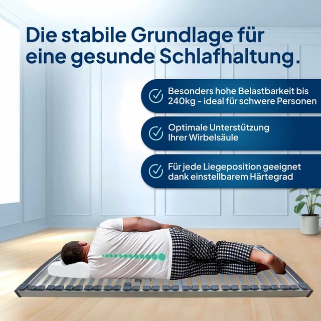 AM Qualitätsmatratzen Lattenrost Stabiler XXL 7-Zonen