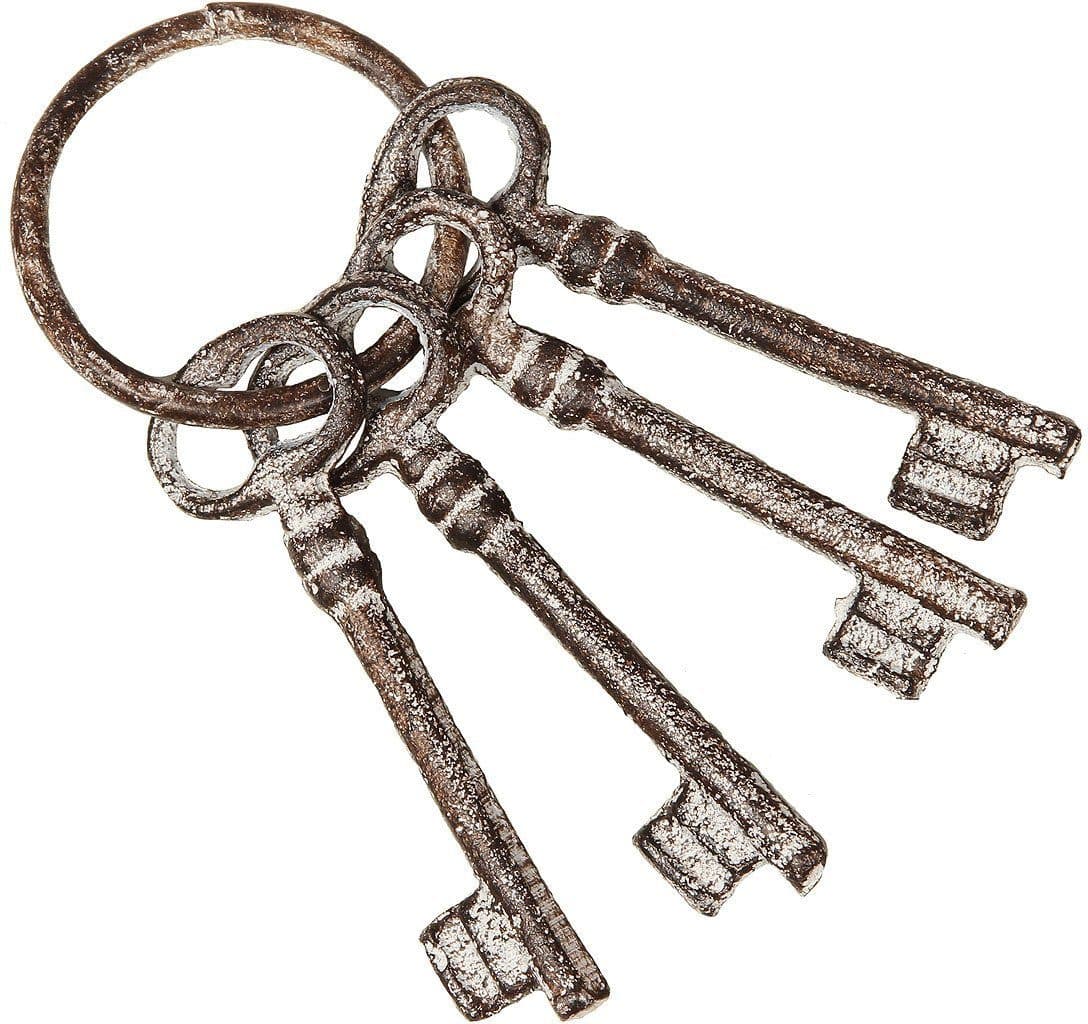 AMBIENTE HAUS Wanddekoobjekt 4er Schlüsselbund Gusseisen Antikweiss