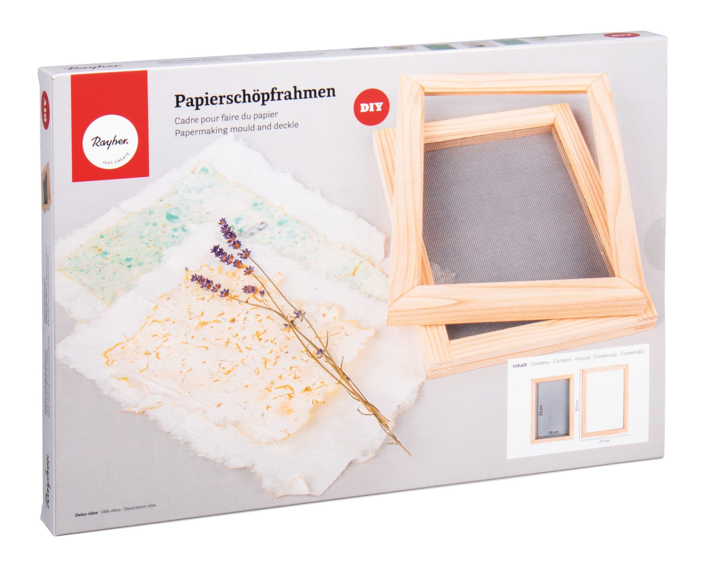 Rayher Papierschöpfrahmen 2-teilig Kiefernholz Siebnetz