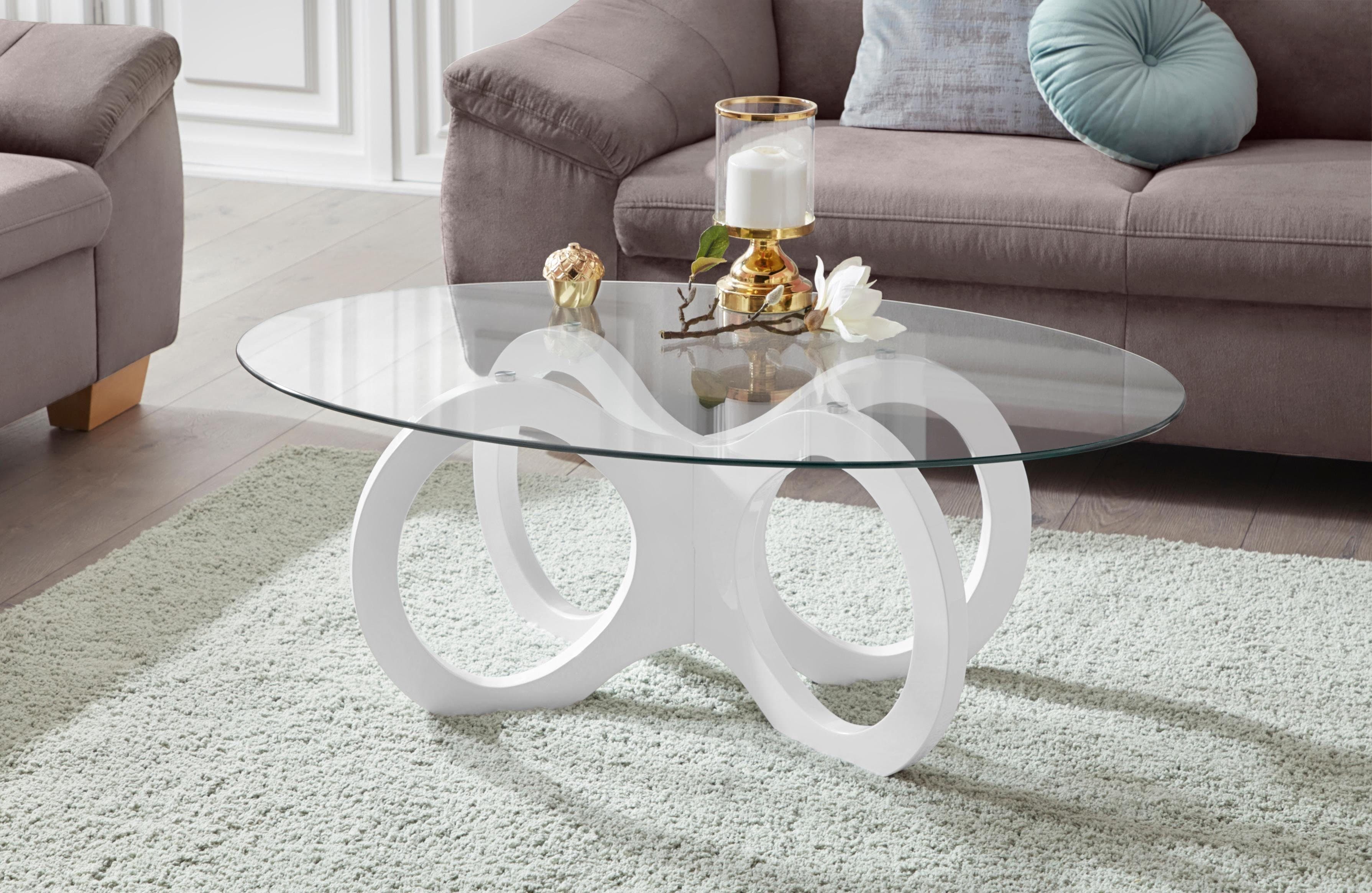 Couchtisch OTTO HOME Citro Oval Weiß Glas Hochglanz - Bild 2