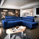 Masseno Ecksofa NOLA mit Schlaffunktion und Bettkasten L-Form Blau Bild 2