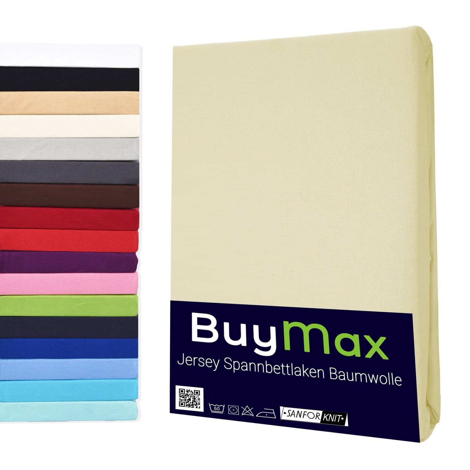 Buymax Spannbettlaken Jersey 100% Baumwolle Beige Rundumgummi - Bild 2
