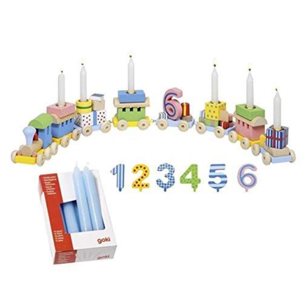 Goki Kerzenständer Geburtstagszug mit Kerzen, Bunt