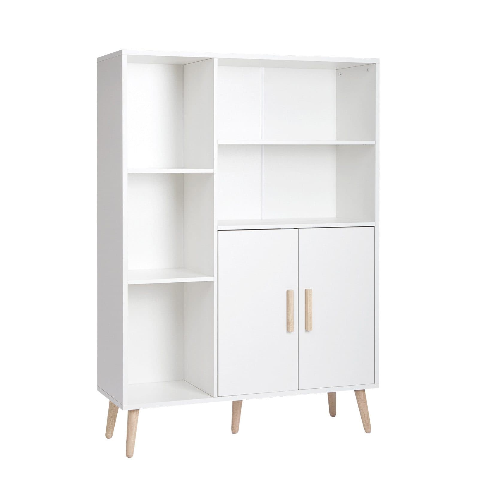 Mondeer Kommode Sideboard, Lagerschrank mit 2 Türen und 5 Fächern, Holz - Bild 2