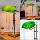 hofstein Tischleuchte Tischlampe aus Metall/Glas Altmessing/Grün/Weiß Bild 2