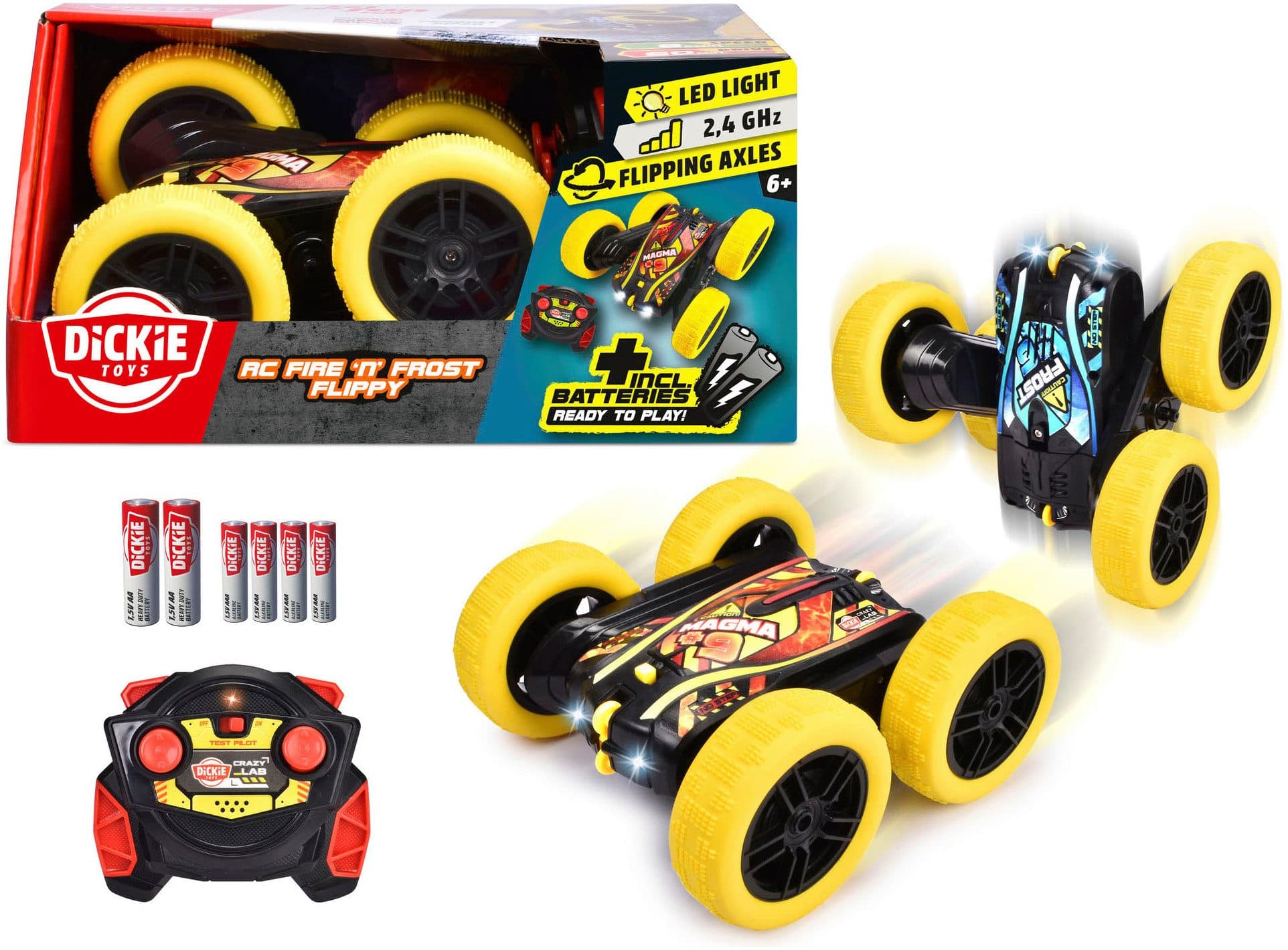 Dickie Toys RC-Auto Fire 'n Frost Flippy - Gelb/Rot/Blau mit 360°-Flips - Bild 2