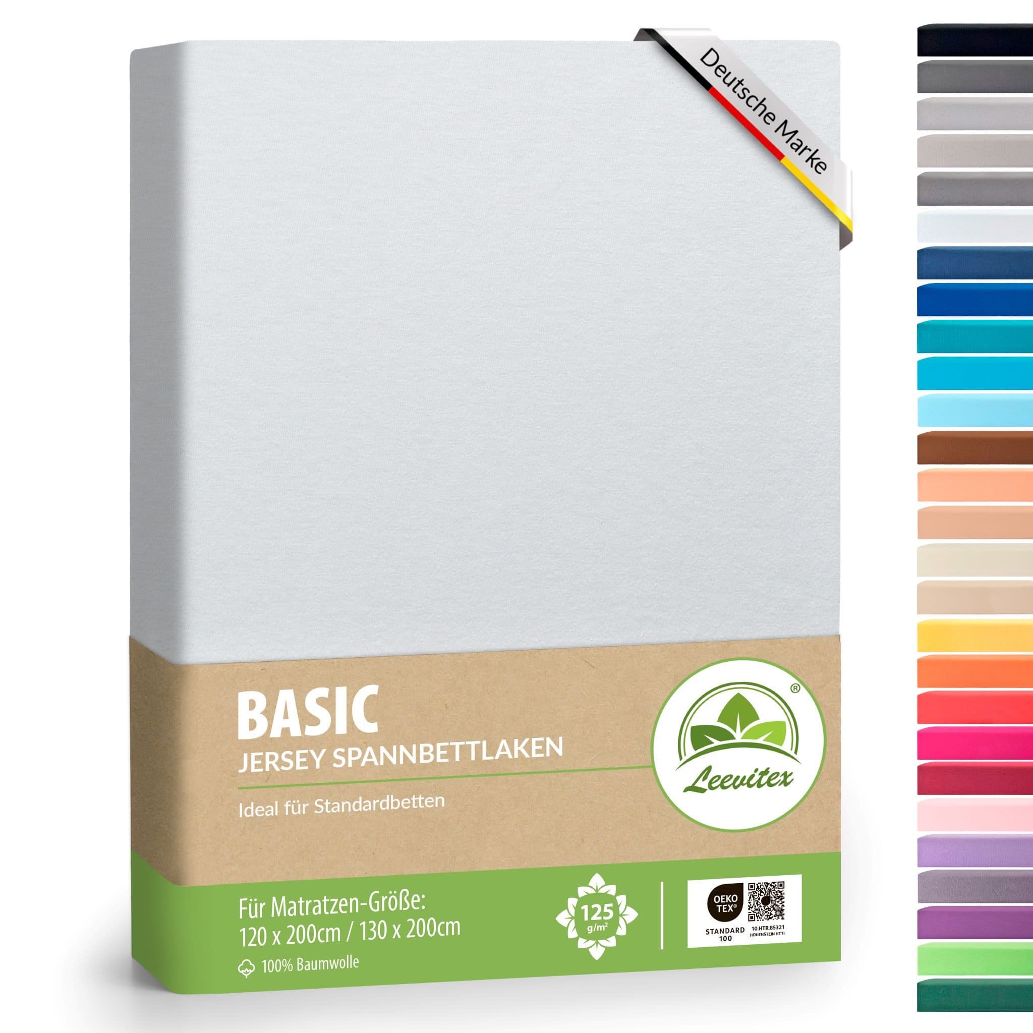 leevitex® Spannbettlaken Jersey 100% Baumwolle Weiß - Bild 2