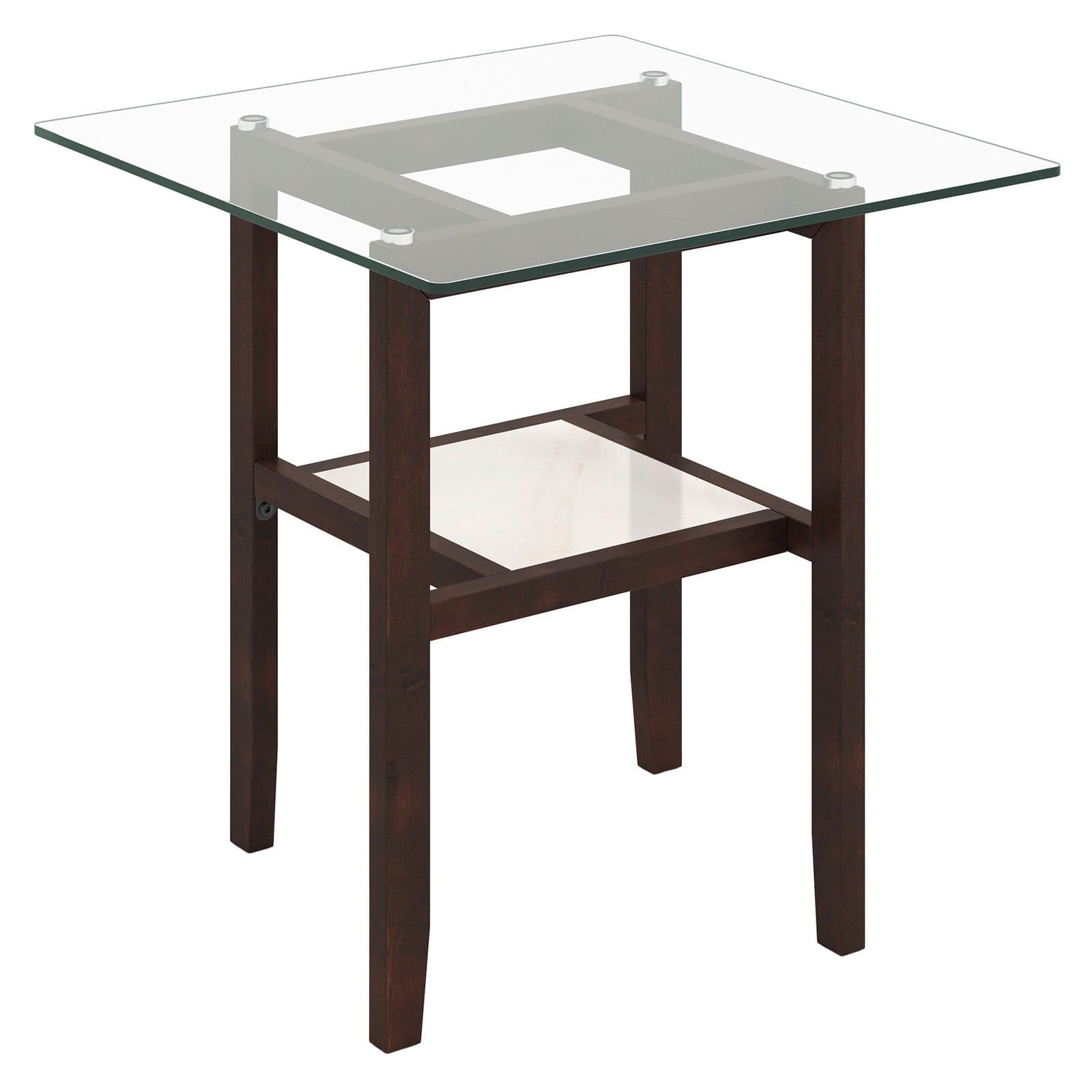 COSTWAY Beistelltisch Glas Gummibaumholz Modern - Bild 2