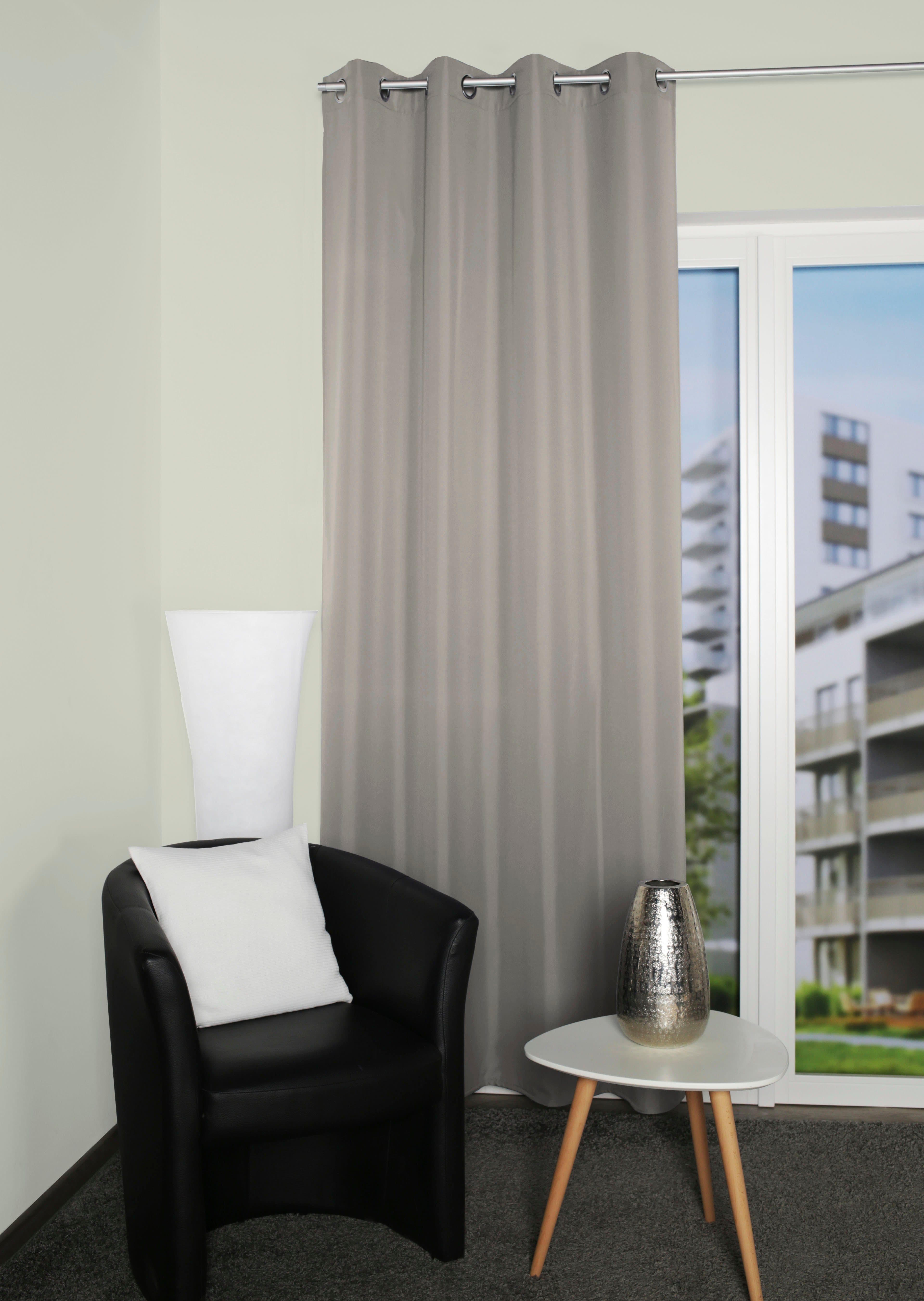 HOME BASICS Vorhang ATLANTIK Silber 140x235cm Polyester Ösenschal - Bild 2