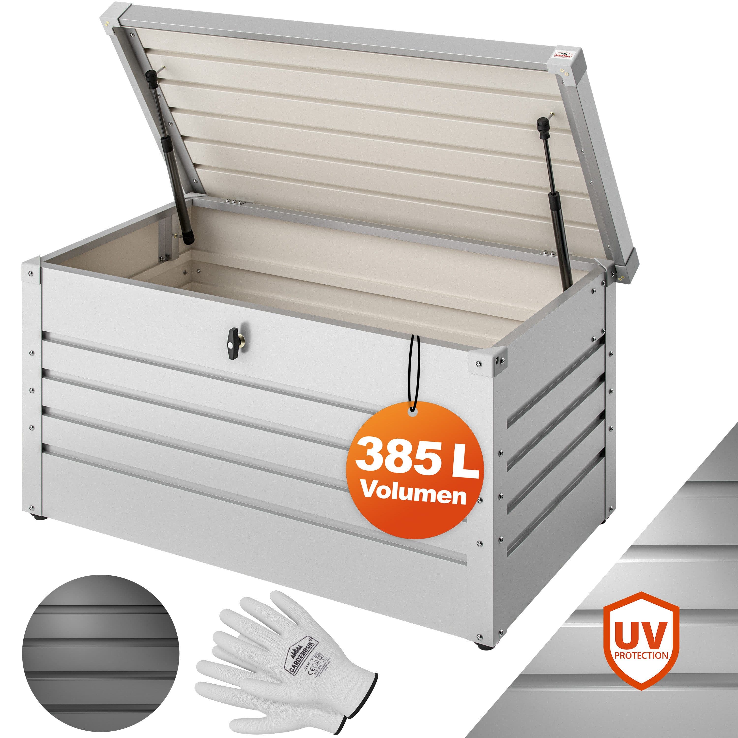 Gardebruk Auflagenbox Metall Weiß 385L mit Gasdruckfeder - Bild 2