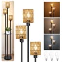 LMaxhome LED Stehlampe Boho Schwarz mit Regal und Fußschalter Bild 2