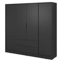 Lomadox Kleiderschrank KNOCK-160 Schwarz 4 Türen 2 Schubkästen Bild 2