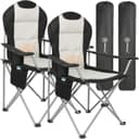HOMECALL Campingstuhl Hochlehner 108cm Schwarz Klappstuhl mit Lendenwirbelstütze Bild 2